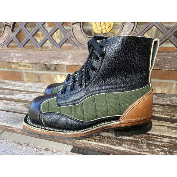 Size EU35/US4.5 NOS Women's Military Army Leather & Canvas Boots Vintage 80s - Picture 5 of 8